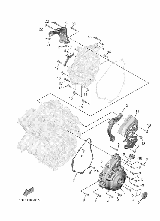 Yamaha BRL-15499-00 Protector, Cover — shown on the Crankcase Cover 1 parts diagram