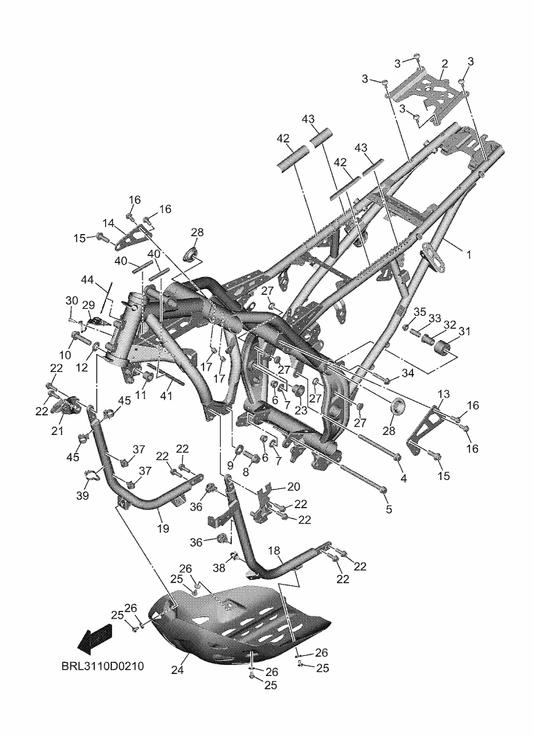 Yamaha D08-F1471-00 Protector, Engine — shown on the Frame parts diagram