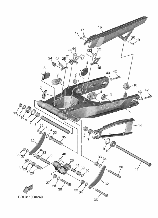 Yamaha BXD-F2100-00 Rear Arm Assy — shown on the Rear Arm parts diagram