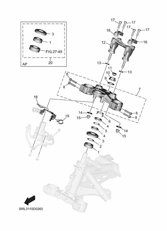 Yamaha D08-F334H-00 Bracket 2 — shown on the Steering parts diagram