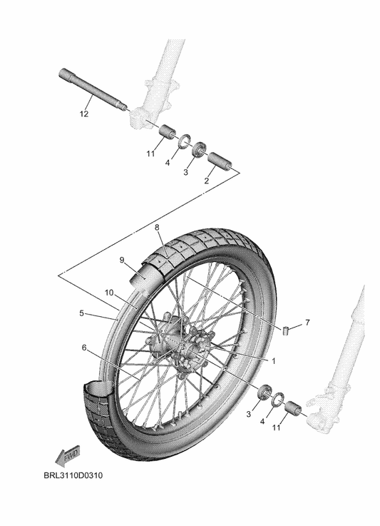Yamaha BW3-F5104-00 Spoke Set, Front — shown on the Front Wheel parts diagram