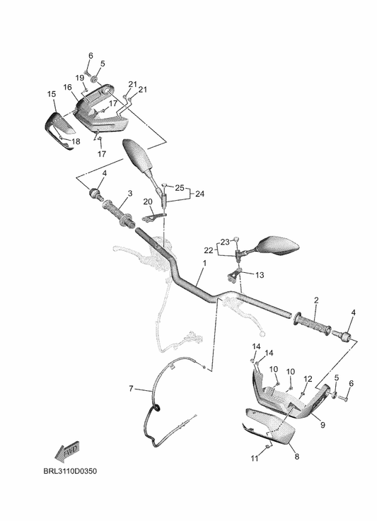Yamaha D08-F6145-30 Cover, Handle 2 — shown on the Steering Handle & Cable parts diagram