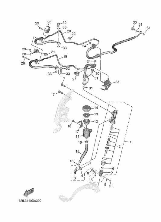 Yamaha BRL-2175U-00 Bracket 2 — shown on the Rear Master Cylinder parts diagram