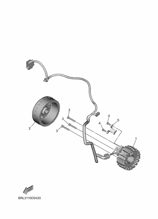 Yamaha BRL-81410-00 Stator Assy — shown on the Generator parts diagram