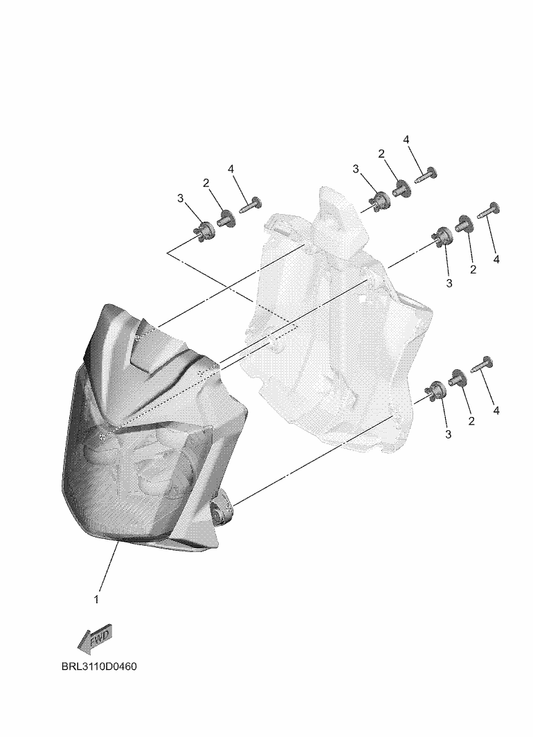 Yamaha BRL-H4300-01 Headlight Assy — shown on the Headlight parts diagram
