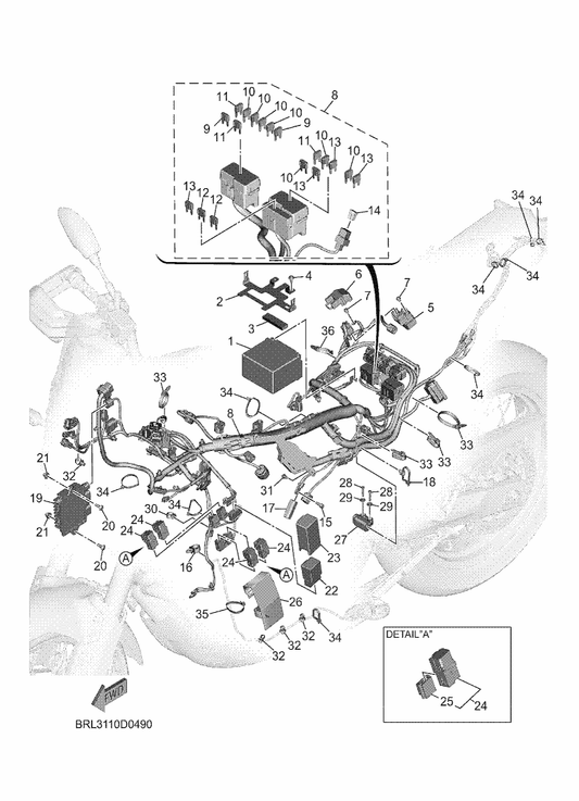 Yamaha 90464-45002 Clamp — shown on the Electrical 1 parts diagram