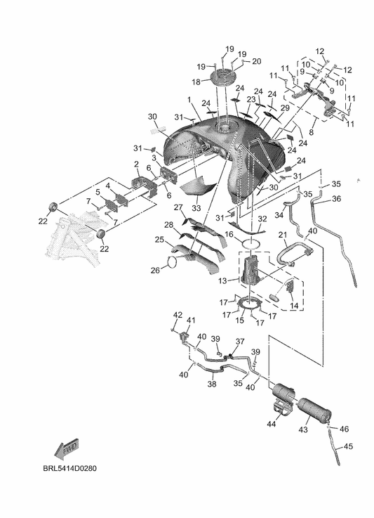 Yamaha BW3-24186-00 Washer, Special — shown on the Fuel Tank parts diagram