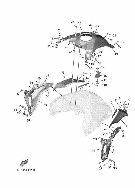 Yamaha BRL-2413X-00 Plate — shown on the Fuel Tank 2 parts diagram