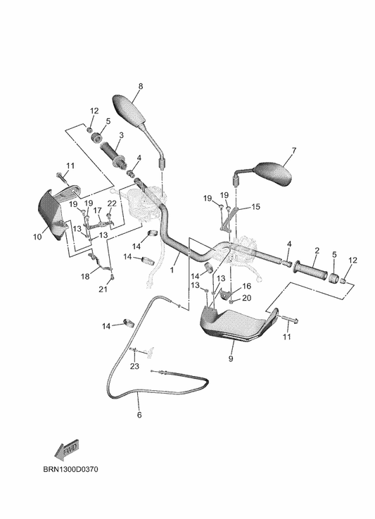 Yamaha BME-26240-00 Grip Assy — shown on the Steering Handle & Cable parts diagram