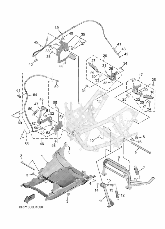 Yamaha 90101-10830 Bolt — shown on the Stand & Footrest parts diagram