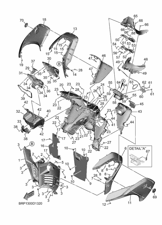 Yamaha 90249-03017 Pin — shown on the Leg Shield parts diagram