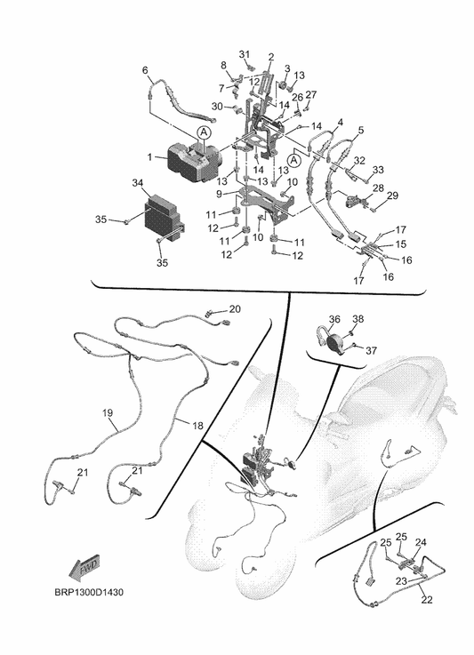 Yamaha B74-H5980-01 Wheel Sensor Assy, Rear — shown on the Electrical 3 parts diagram