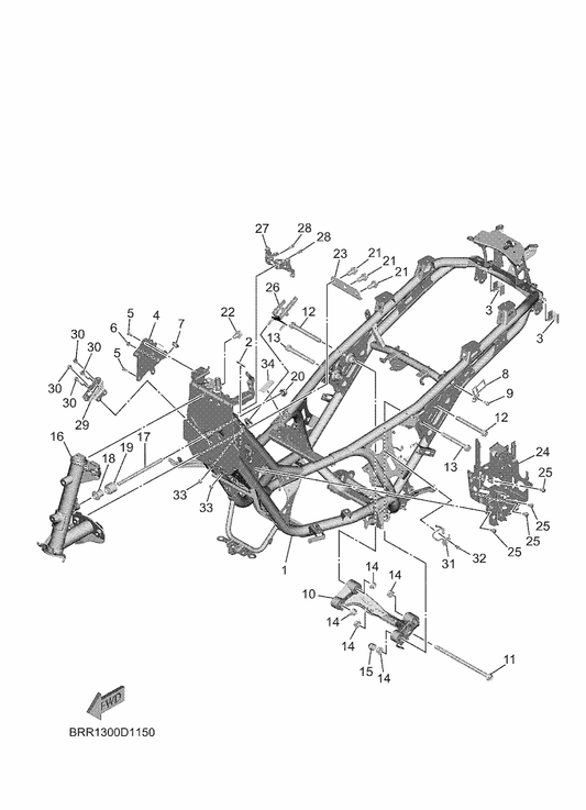 Yamaha B74-F149S-00 Bracket 5 — shown on the Frame parts diagram