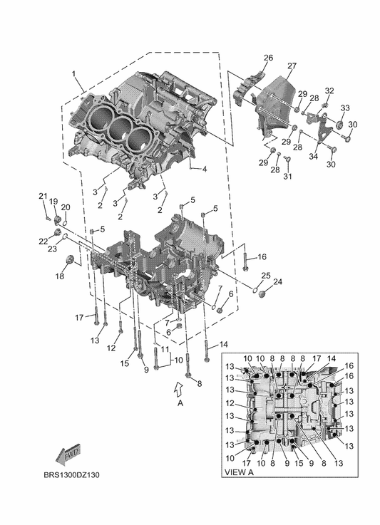 Yamaha 95812-06050 Bolt, Flange — shown on the Crankcase parts diagram