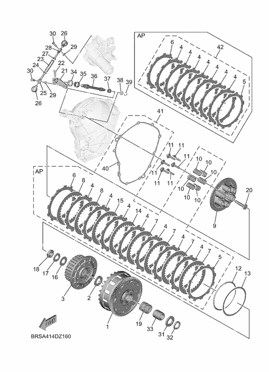 Yamaha 1RC-16181-00 Spacer 1 — shown on the Clutch parts diagram
