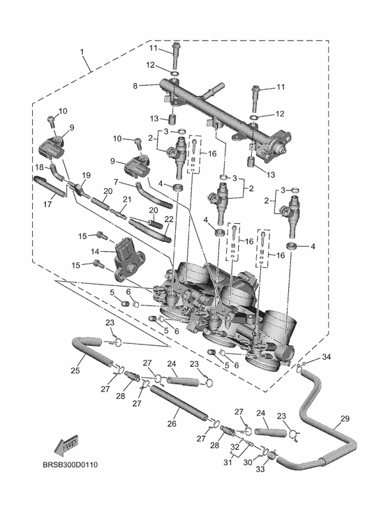 Yamaha 8HG-13573-00 . Bolt 1 — shown on the Intake parts diagram