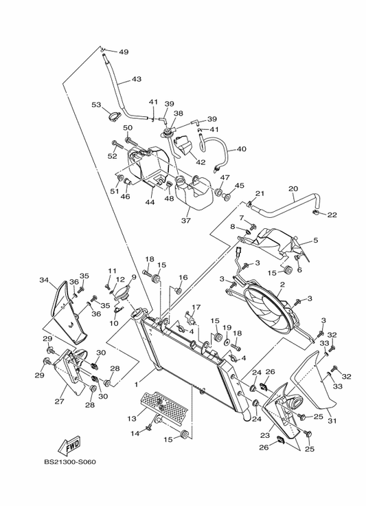 Yamaha 2PP-12461-00 Radiator Comp — shown on the Radiator & Hose parts diagram