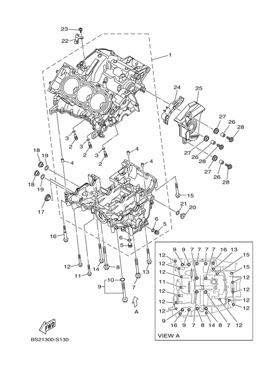 Yamaha BS2-15418-00 Cover, Chain Case — shown on the Crankcase parts diagram
