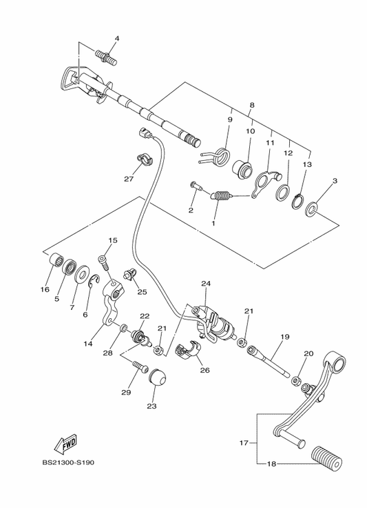 Yamaha 1RC-18101-01 Shift Shaft Assy — shown on the Shift Shaft parts diagram