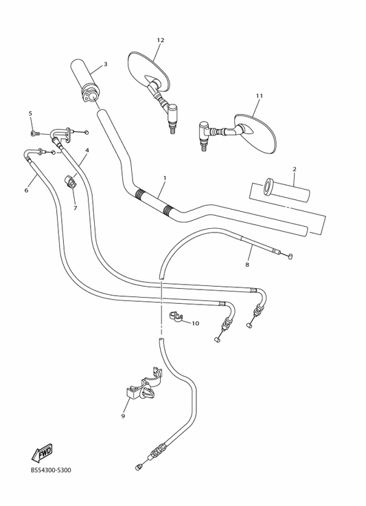 Yamaha 1TP-26240-00 Grip Assy — shown on the Steering Handle & Cable parts diagram
