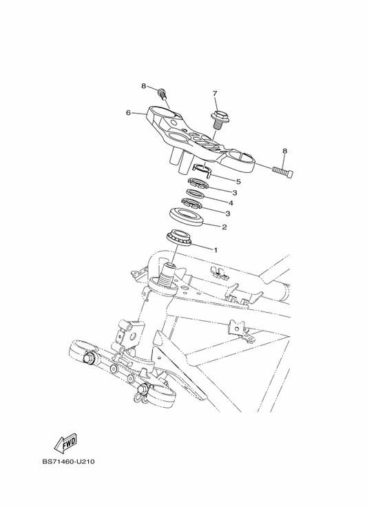 Yamaha BS7-F3435-00 Crown, Handle — shown on the Steering parts diagram