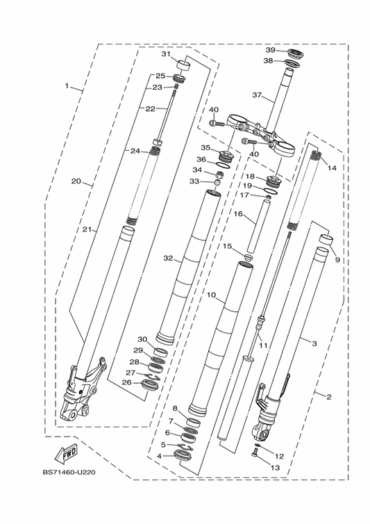 Yamaha B5L-F3120-00 . . Inner Tube Comp.2 — shown on the Front Fork parts diagram