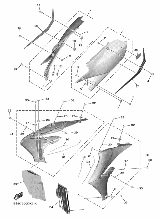 Yamaha 5PG-2816R-01 Label, Warning General Info. — shown on the Side Cover parts diagram