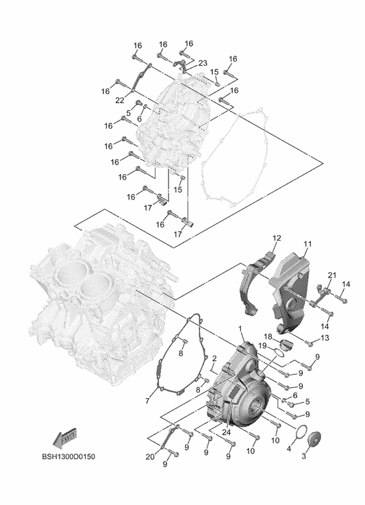 Yamaha BLW-15418-00 Cover, Chain Case — shown on the Crankcase Cover parts diagram