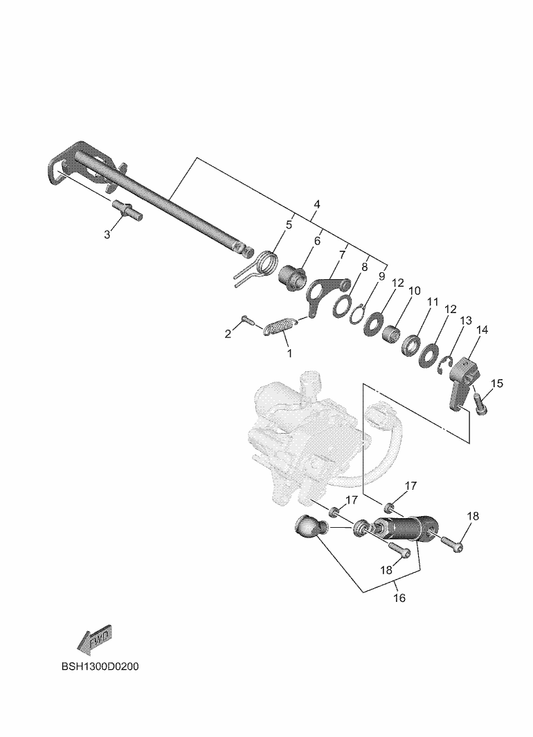 Yamaha BU3-E8127-10 Stopper, Screw — shown on the Shift Shaft parts diagram
