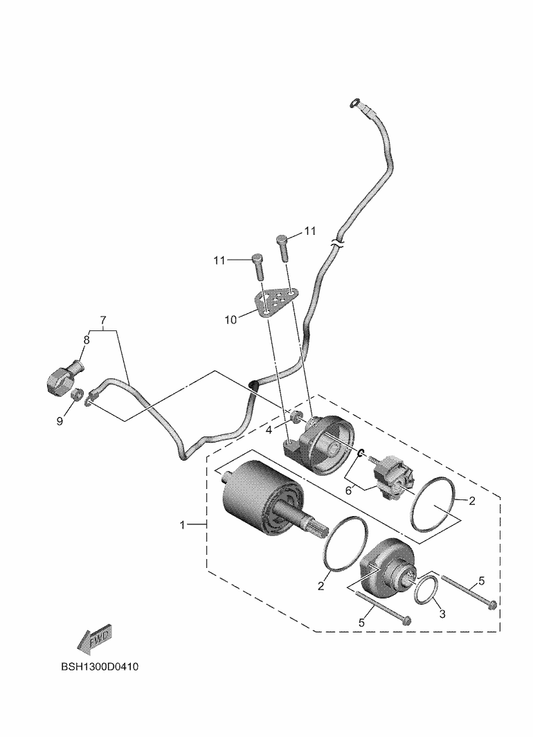 Yamaha 1WS-81890-00 Motor Assy — shown on the Starting Motor parts diagram