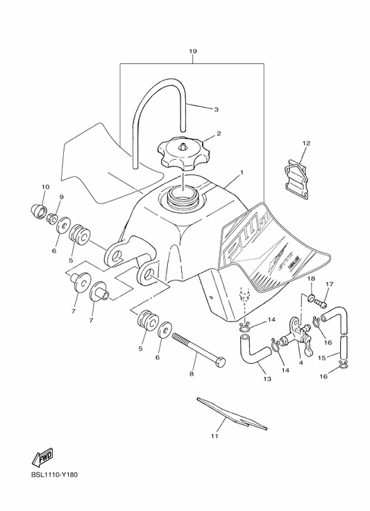 Yamaha BSL-24240-00 Graphic Set — shown on the Fuel Tank parts diagram