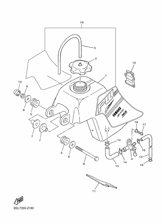 Yamaha BSL-24240-10 Graphic Set — shown on the Fuel Tank parts diagram