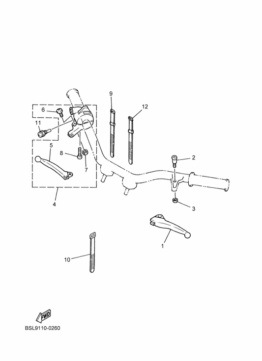 Yamaha 4X4-26257-00 Stopper — shown on the Handle Switch & Lever parts diagram