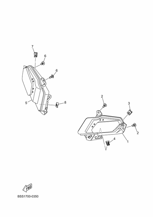 Yamaha BSS-H3310-00 Front Flasher Light Assy 1 — shown on the Flasher Light parts diagram