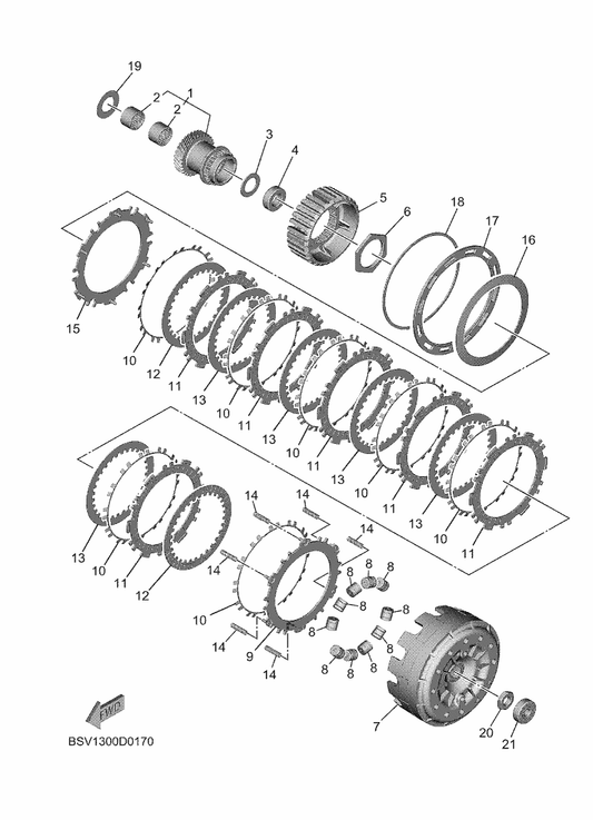 Yamaha 93317-32493 . Bearing — shown on the Clutch parts diagram