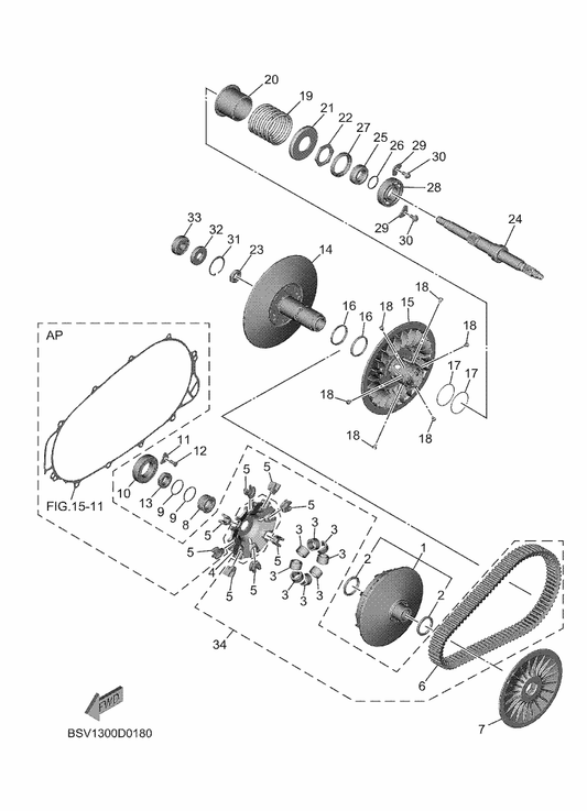 Yamaha BC3-17623-00 Cam — shown on the Clutch 2 parts diagram