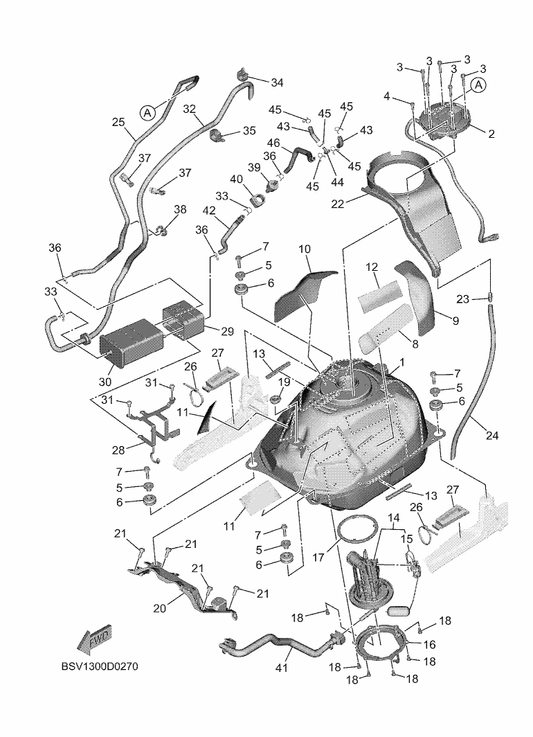 Yamaha BBW-13907-00 Fuel Pump Comp. — shown on the Fuel Tank parts diagram