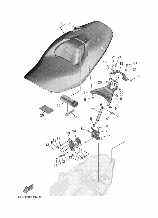 Yamaha BBV-24731-40 . Cover, Seat — shown on the Seat parts diagram