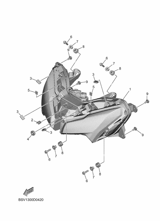 Yamaha BBW-24785-00 Mole, Seat — shown on the Headlight parts diagram