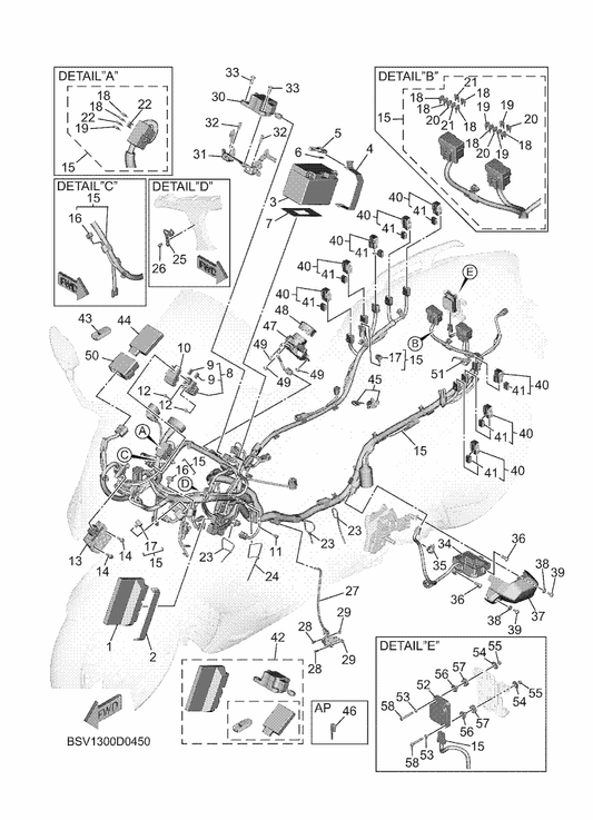 Yamaha BSV-W862A-01 Remote Control Unit Kit — shown on the Electrical 1 parts diagram