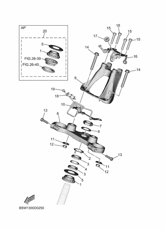 Yamaha BSW-2334H-00 Bracket 2 — shown on the Steering parts diagram