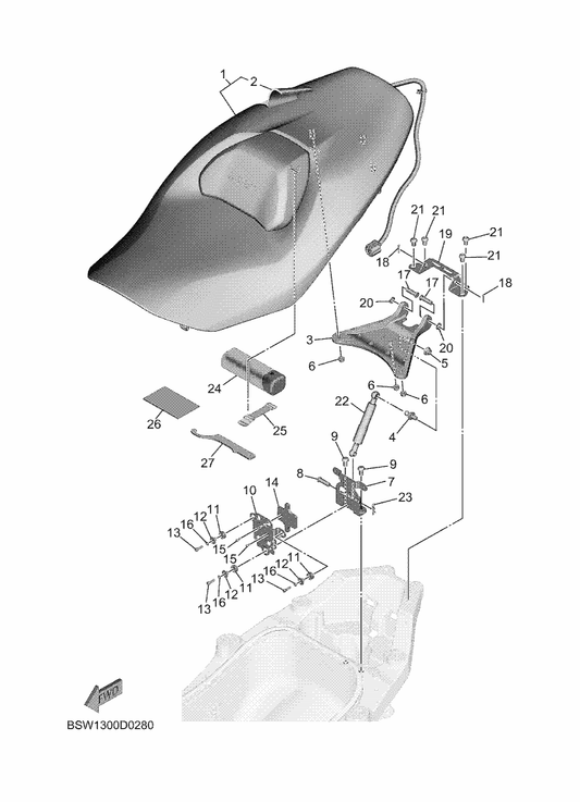 Yamaha BBW-2478G-01 Stopper — shown on the Seat parts diagram