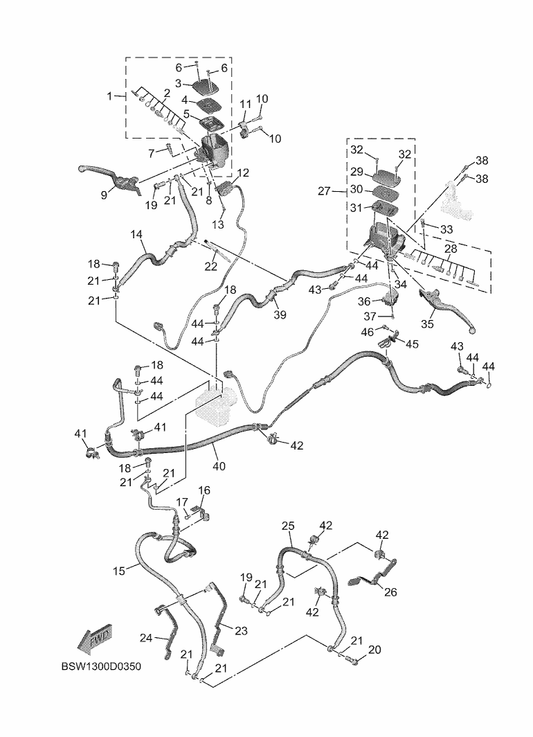 Yamaha BSW-82917-00 Switch — shown on the Front Master Cylinder parts diagram