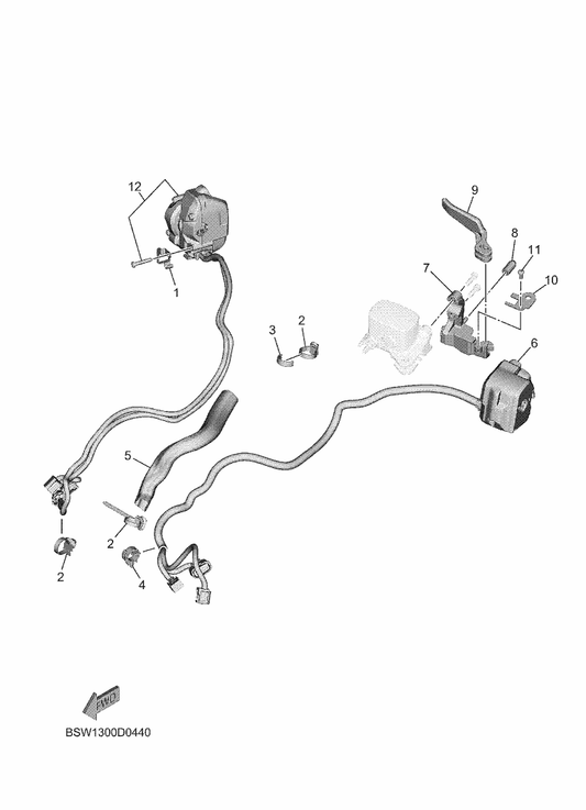 Yamaha BMH-2622K-00 Protector 1 — shown on the Handle Switch & Lever parts diagram
