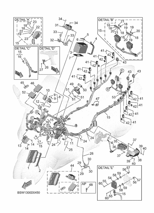 Yamaha B7M-1244F-00 Bracket 2 — shown on the Electrical 1 parts diagram