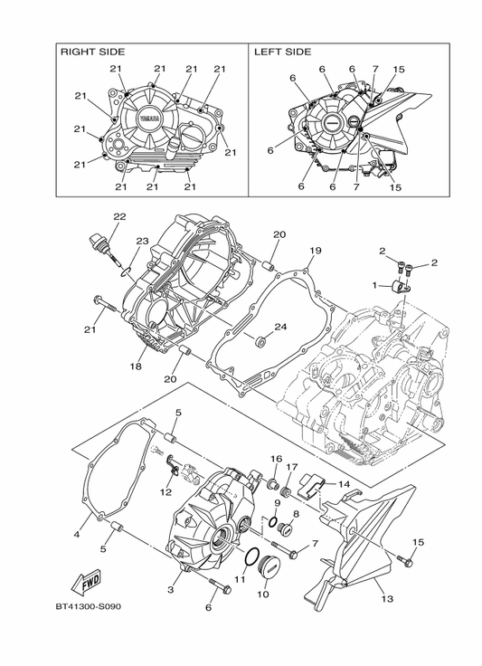 Yamaha BT4-E5411-00 Cover, Crankcase 1 — shown on the Crankcase Cover 1 parts diagram