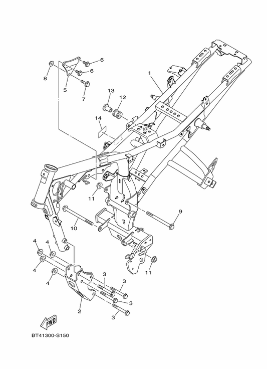 Yamaha 90387-08830 Collar — shown on the Frame parts diagram