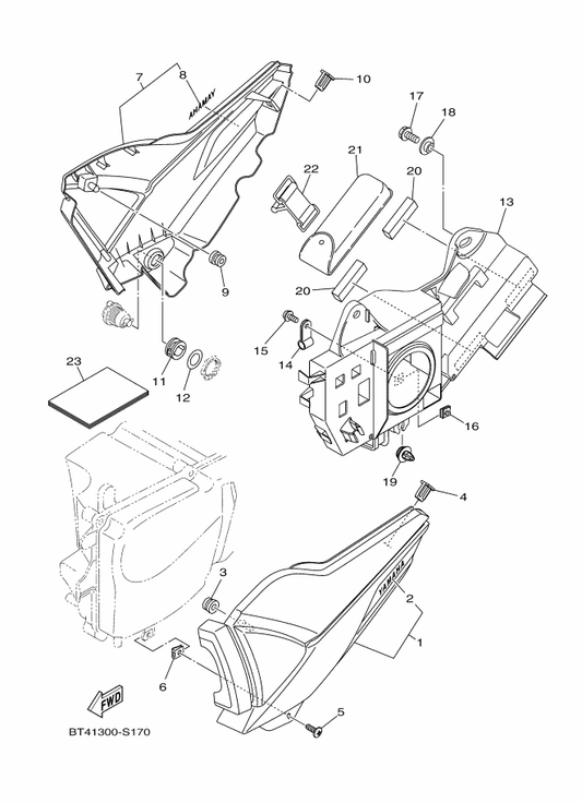 Yamaha 90159-06864 Screw, With Washer — shown on the Side Cover parts diagram