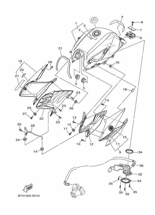 Yamaha BT4-F4255-00 . Graphic, Fuel Tank 8 — shown on the Fuel Tank parts diagram