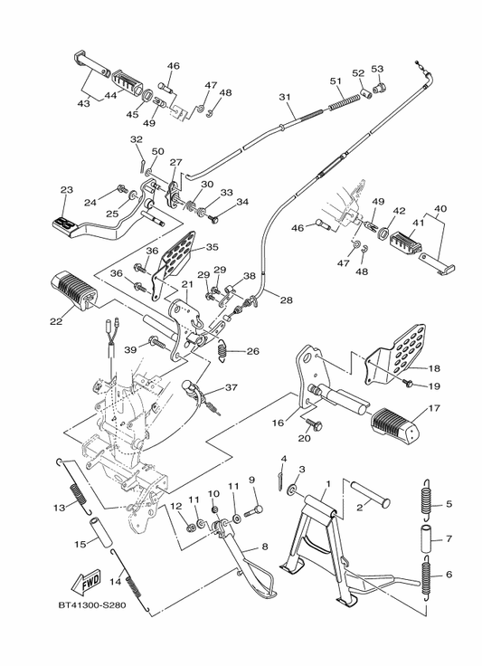 Yamaha BT4-F637G-00 Holder, Wire — shown on the Stand & Footrest parts diagram